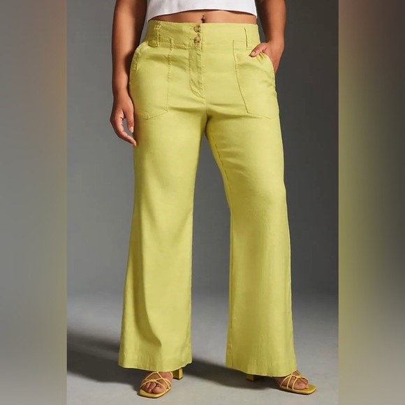 Anthropologie Maeve The Naomi Linen Wide-Leg Flare Pants - Picture 2 of 5